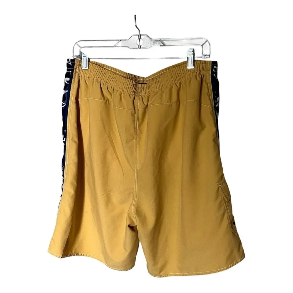 Newport Blue Golden Yellow with Blue Stripe Board Shorts Swim Trunks Size XL